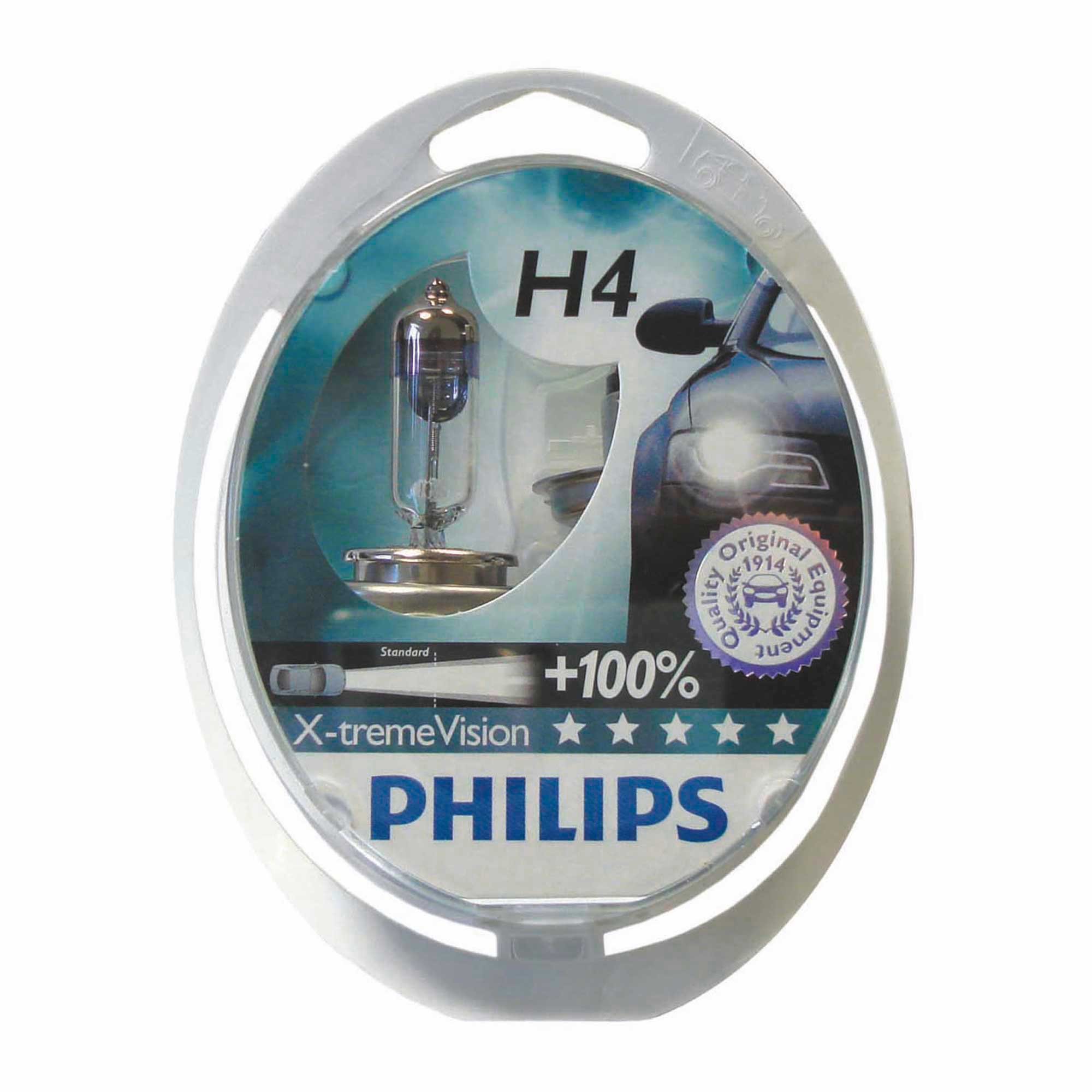 Philips H4 12342 X-treme Vision Plus 130 45m Halogen Light Bulbs ...